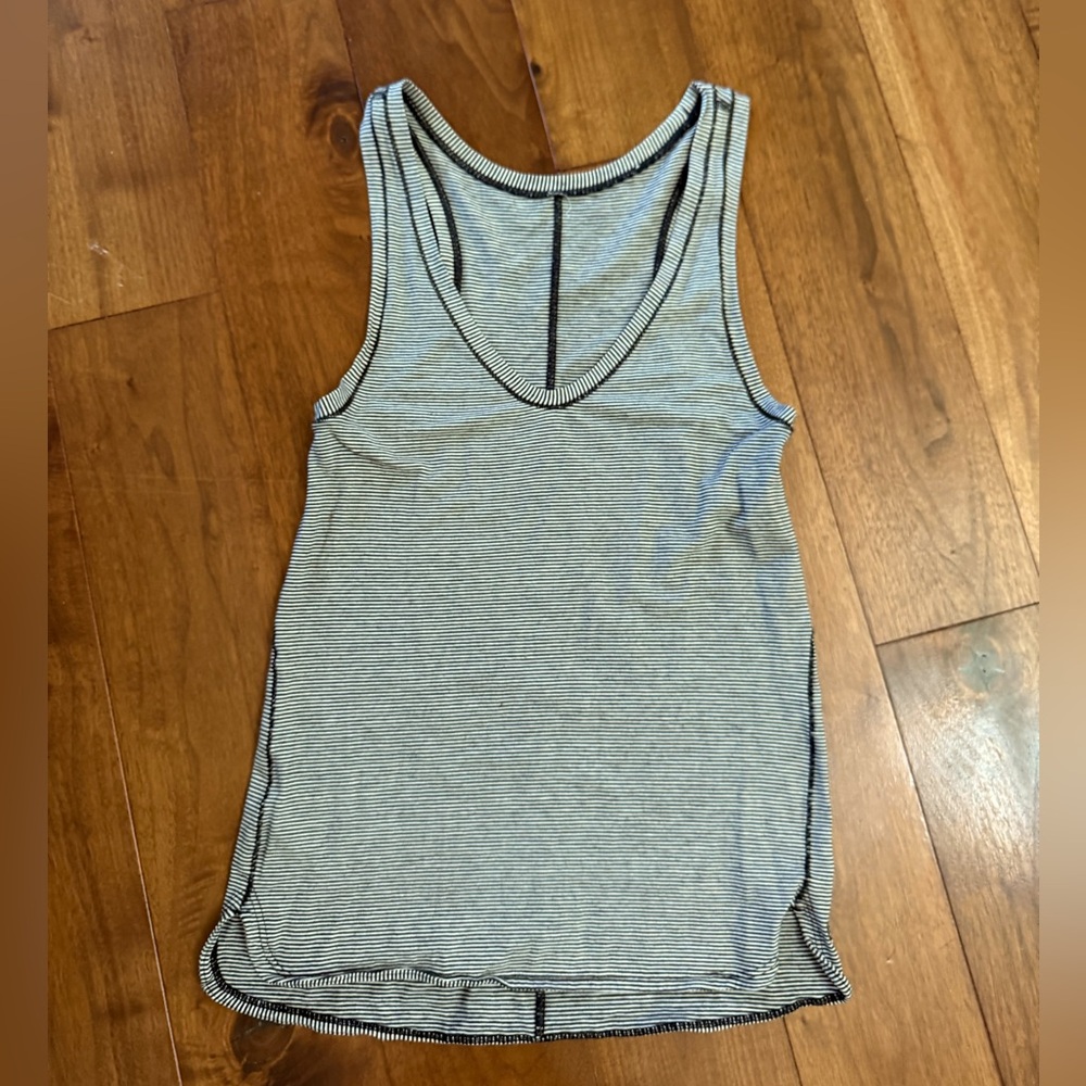 Lululemon Black and White Striped Tank Top